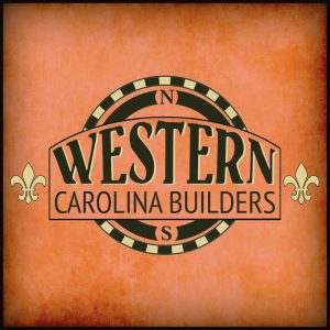 Western Carolina Builders logo with compass on rusty orange background
